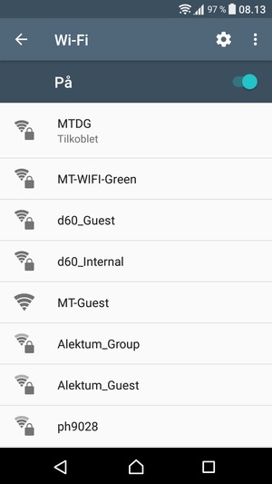 Du er nå koblet til Wi-Fi-nettverket