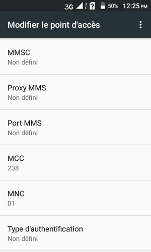 Faites défiler vers le bas et saisissez les informations MMS