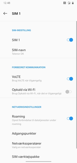 Slå Roaming til eller fra
