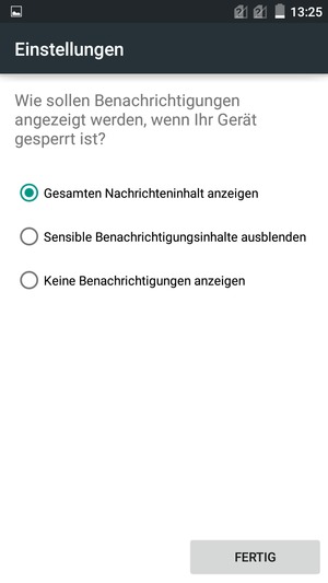 Wählen Sie die gewünschte Option und wählen Sie FERTIG