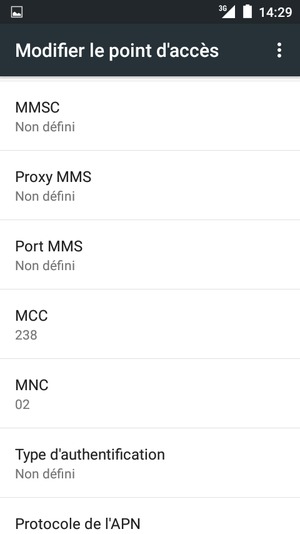Faites défiler vers le bas et saisissez les informations MMS