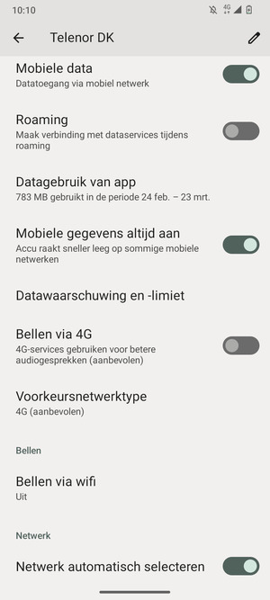 Om van netwerk te wisselen in geval van netwerkproblemen, schakel Netwerk automatisch selecteren uit