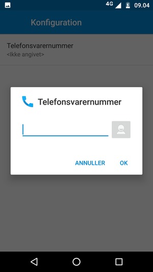 Indtast Telefonsvarernummer og vælg OK