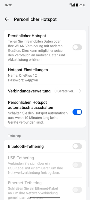 Wählen Sie Hotspot-Einstellungen
