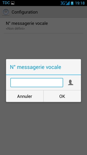 Saisissez le N° messagerie vocale et sélectionnez OK