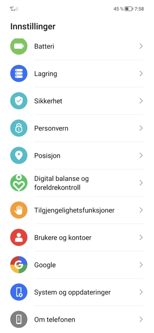 Bla til og velg System og oppdateringer