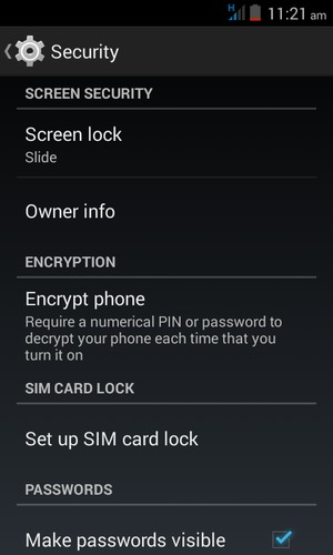 Select Screen lock