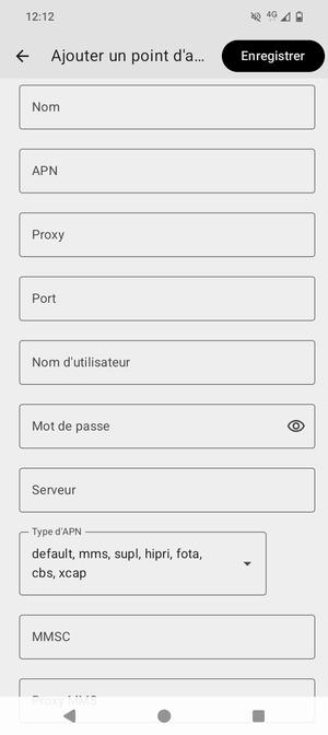 Saisissez les informations Internet