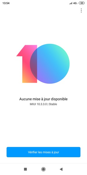 Si votre téléphone est à jour, vous verrez l'écran suivant