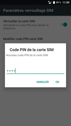 Saisissez votre Nouveau code PIN de la carte SIM et sélectionnez OK