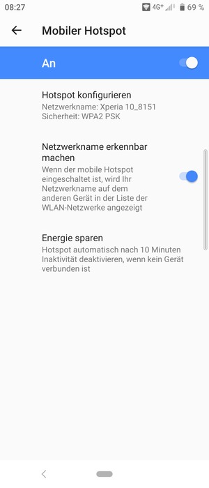 Ihr Handy ist jetzt für die Verwendung als Modem eingerichtet