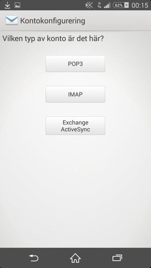 Välj POP3 eller IMAP