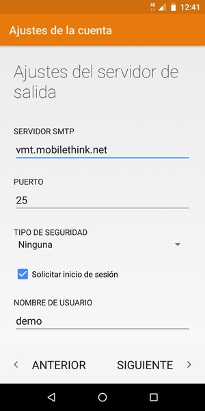 Introduzca la dirección de servidor saliente