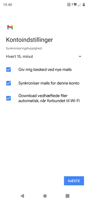 Vælg NÆSTE