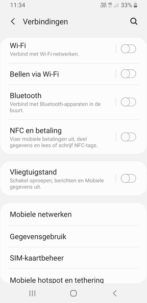 Selecteer Mobiele netwerken