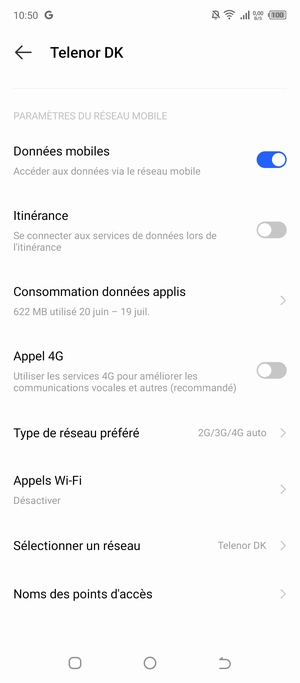 Pour changer de réseau en cas de problèmes de réseau, faites défiler et sélectionnez Sélectionner un réseau