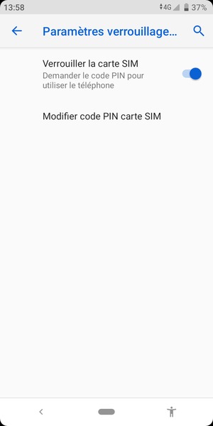 Sélectionnez Modifier code PIN carte SIM
