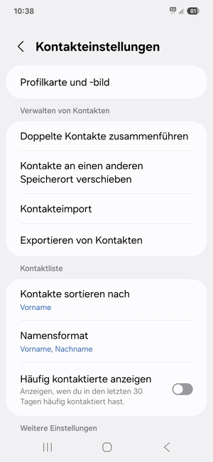 Wählen Sie Kontakteimport