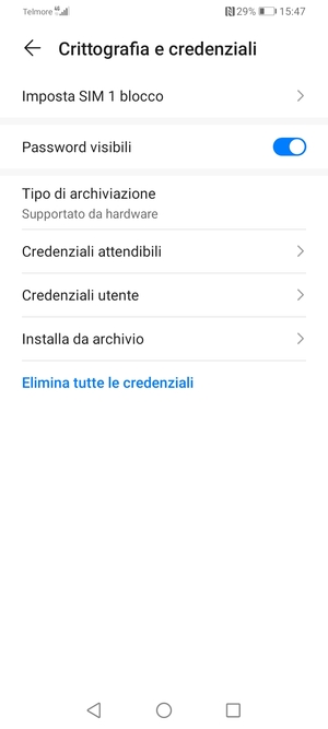 Seleziona Imposta SIM blocco