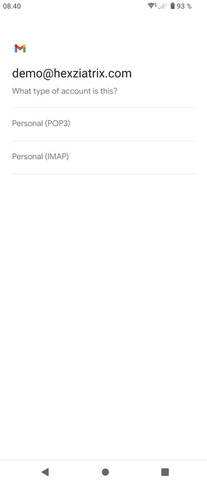 Select Personal (POP3) or Personal (IMAP)