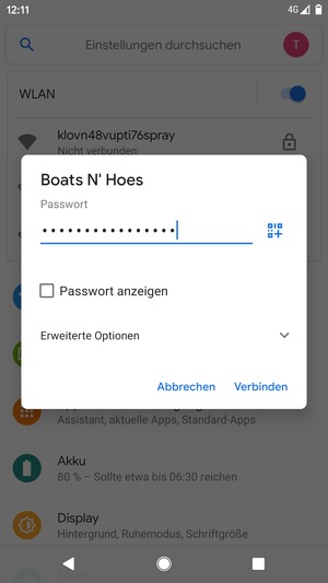Geben Sie das WLAN-Passwort ein und wählen Sie Verbinden