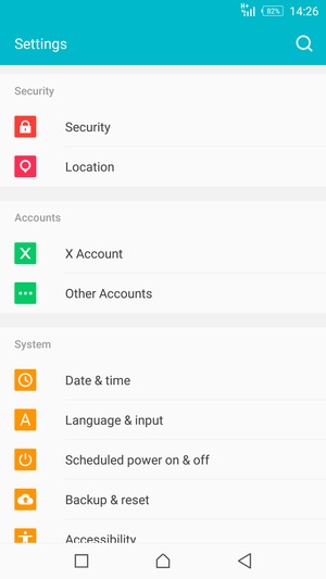 Scroll to and select Security