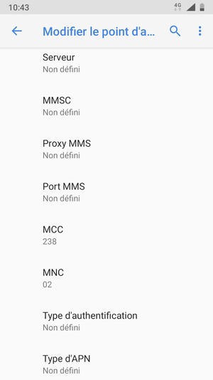 Faites défiler vers le bas et saisissez les informations MMS