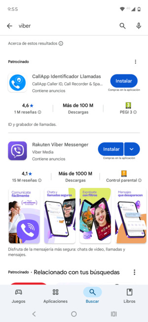 Seleccione la aplicación