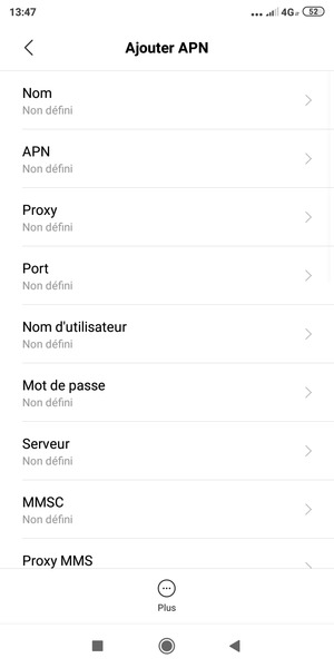 Saisissez les informations Internet