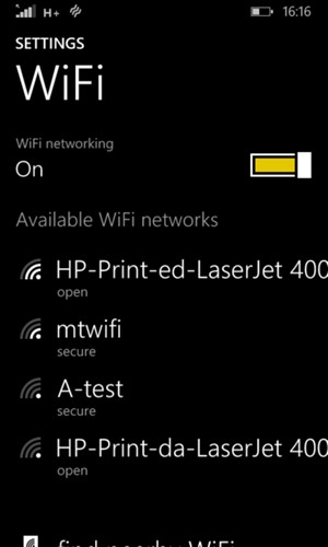 Select the wireless network you want to connect to