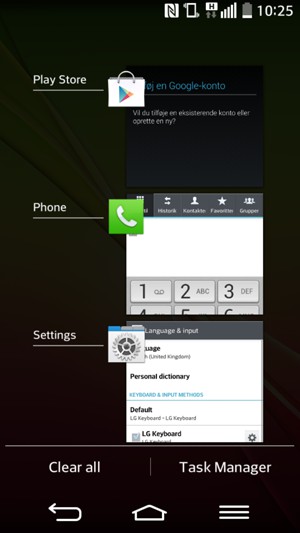 Select Clear all to close all running apps