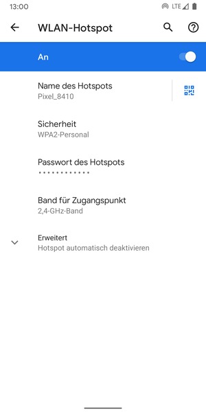 Ihr Handy ist jetzt für die Verwendung als Modem eingerichtet