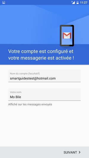 Donnez un nom à votre compte et saisissez votre nom. Sélectionnez SUIVANT