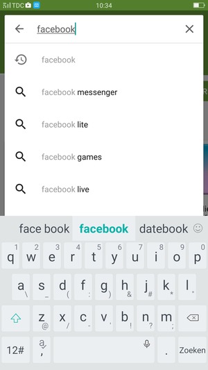 Voer de app-naam in en selecteer Zoeken