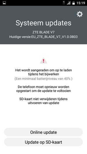 Selecteer Online update