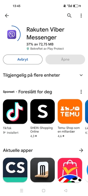 Vent til installasjonen er ferdig