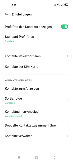 Wählen Sie Kontakte der SIM-Karte