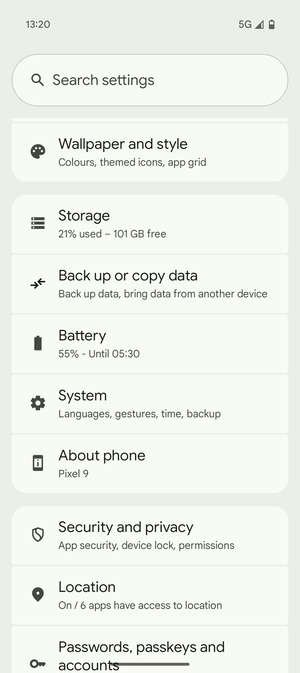 Scroll to and select System