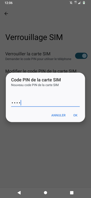 Saisissez votre Nouveau code PIN de la carte SIM et sélectionnez OK
