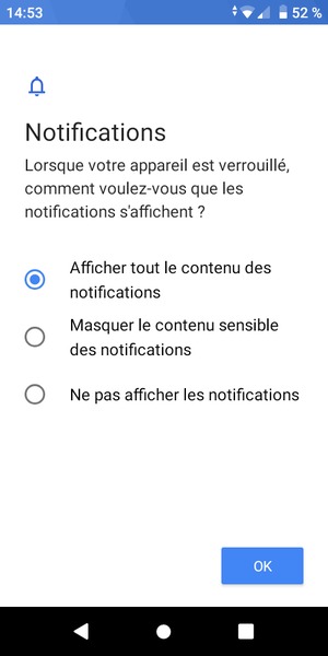 Sélectionnez votre option préférée et sélectionnez OK