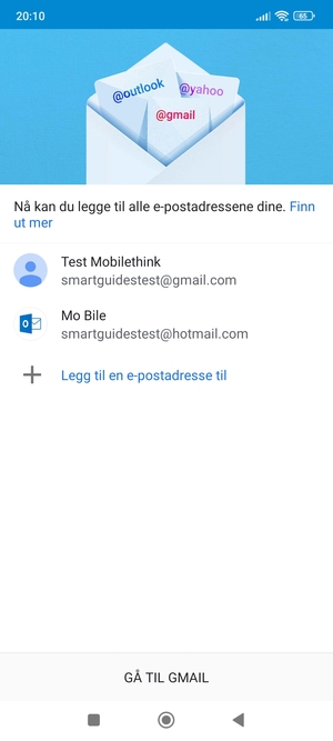 Velg GÅ TIL GMAIL