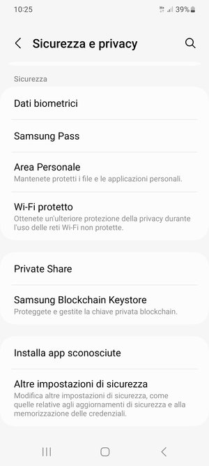 Scorri e seleziona Altre impostazioni di sicurezza