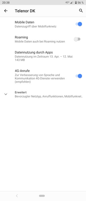 Um das Netzwerk zu wechseln, falls Probleme auftreten, wählen Sie Erweitert