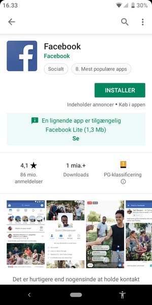 Vælg INSTALLER