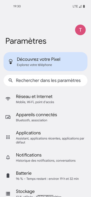 Sélectionnez Réseau et Internet