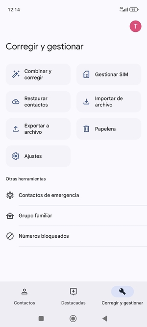 Seleccione Gestionar SIM
