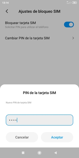 Introduzca su Nuevo PIN de tarjeta SIM y seleccione Aceptar