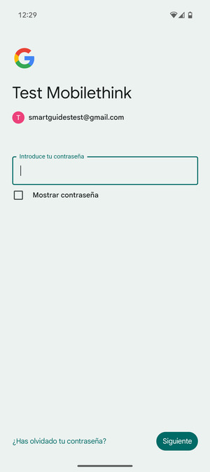 Introduzca su contraseña y seleccione Siguiente