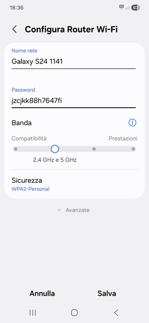 Inserisci una password di almeno 8 caratteri e seleziona Salva