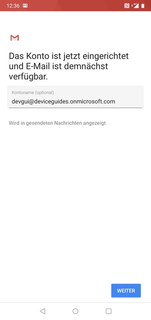Geben Sie Ihrem Konto einen Namen und wählen Sie WEITER